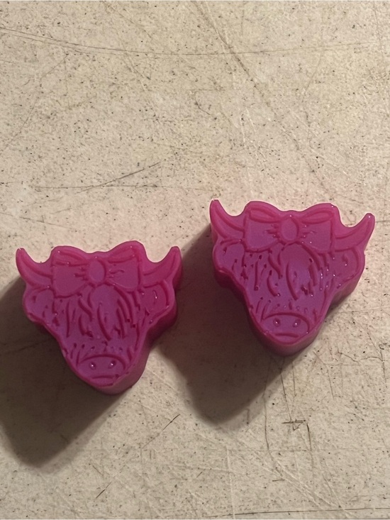 Other - 2 handmade pink resin cow head craft piece